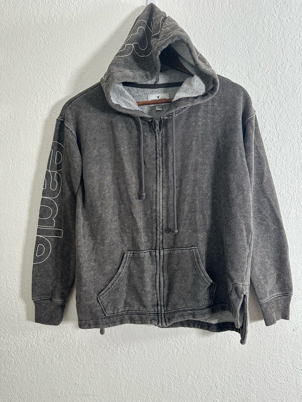 American Eagle Grey Whiteout Zippered Jacket Size S